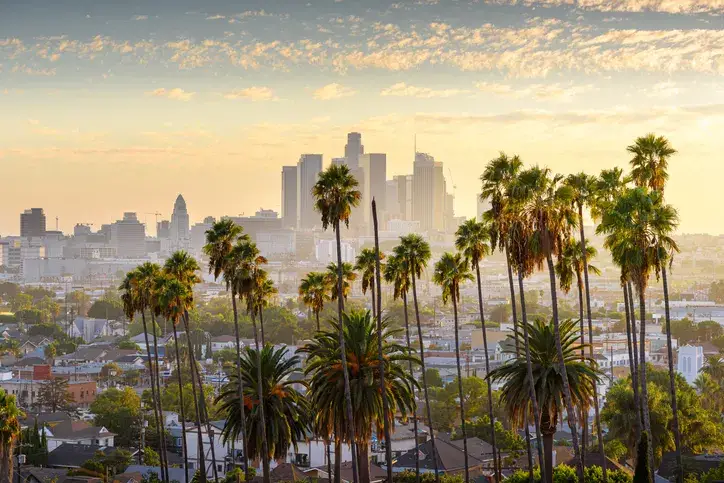 Travel Nurse Lifestyle: What to See in Los Angeles, CA Downtown Los Angeles at sunset