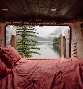 How Van Life Made Travel Nursing Easier for Meg & Ty Morning view from a travel nurse couple's van