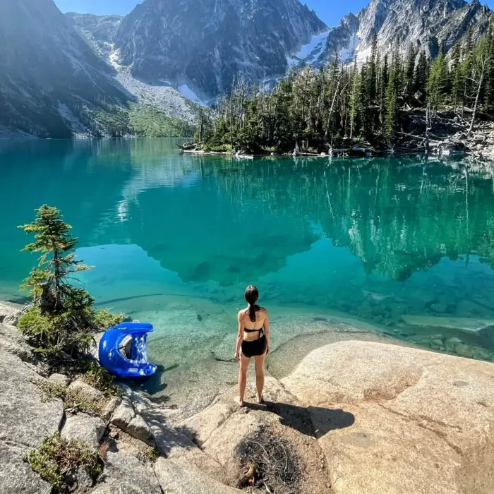 healthcare traveler at mountain lake